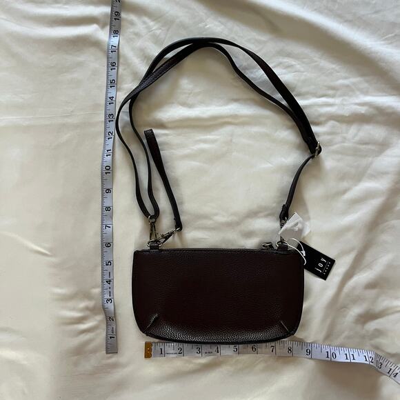 NWT Faux Leather Small Brown Crossbody Bag Travel Safety Secure Boho Minimalist - Picture 7 of 8